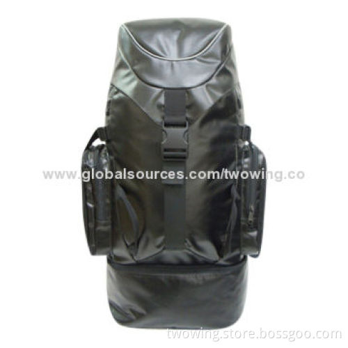 Backpack with 420D PVC Tarpaulin fabric, which meet REACH standard, adjustable hip belt